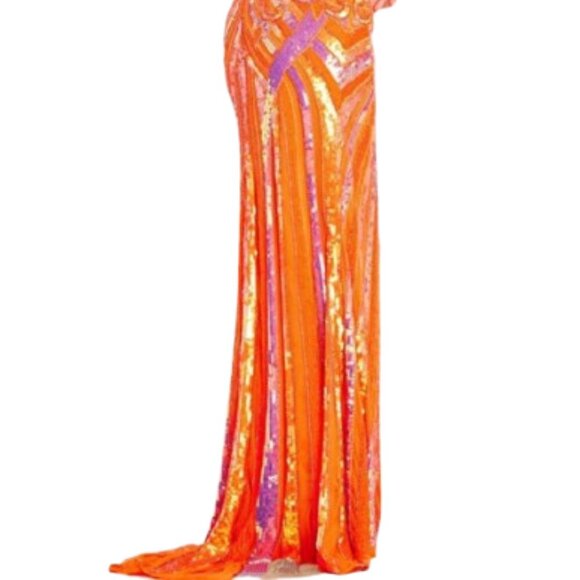 NWT Jovani 38300 Crepe Prom Dress Orange Size 22 - Picture 4 of 6